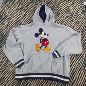 Disney Mickey Mouse Chenille Patch Hoodie Gray Walt Disney World Suze M Unisex